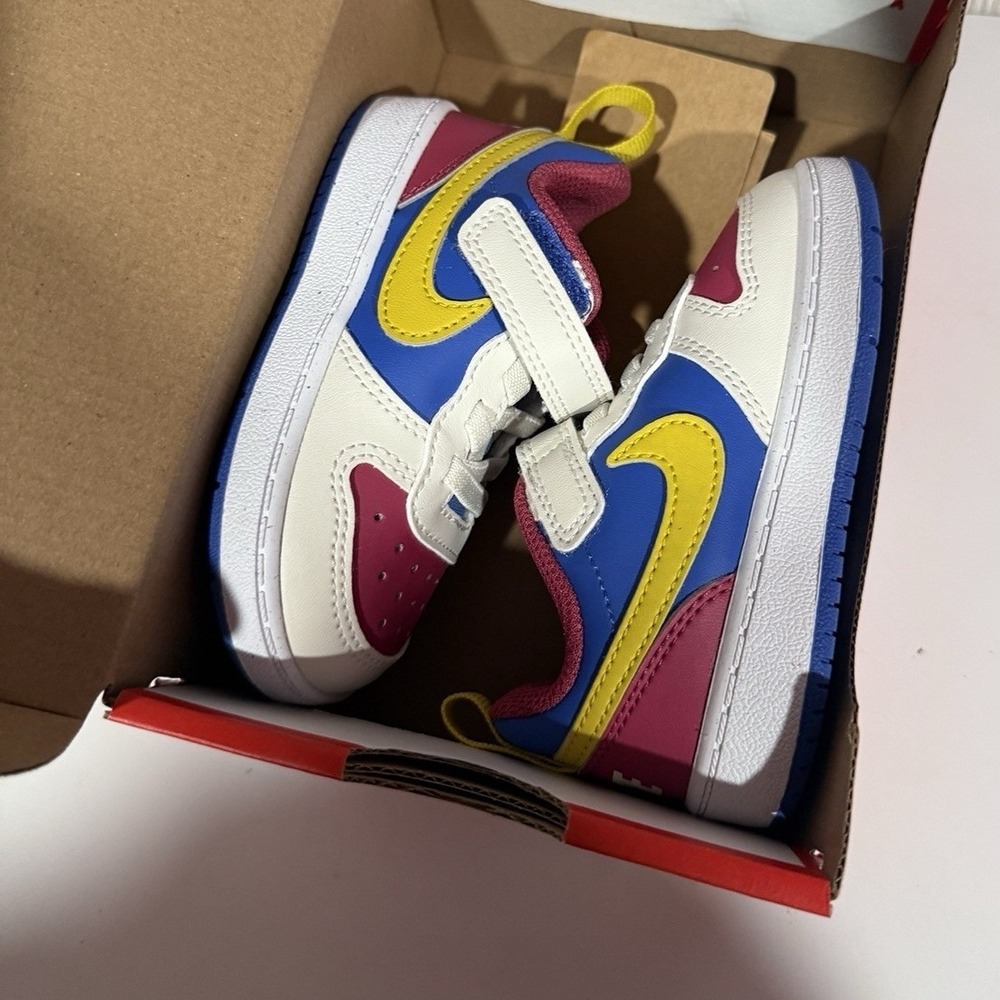 Nike Court Borough Low Recraft 6C Toddler sneaker Shoes White Blue Pink Yellow